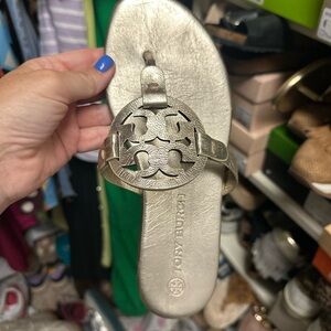 Tory Burch Metallic Gold Slide Sandals
